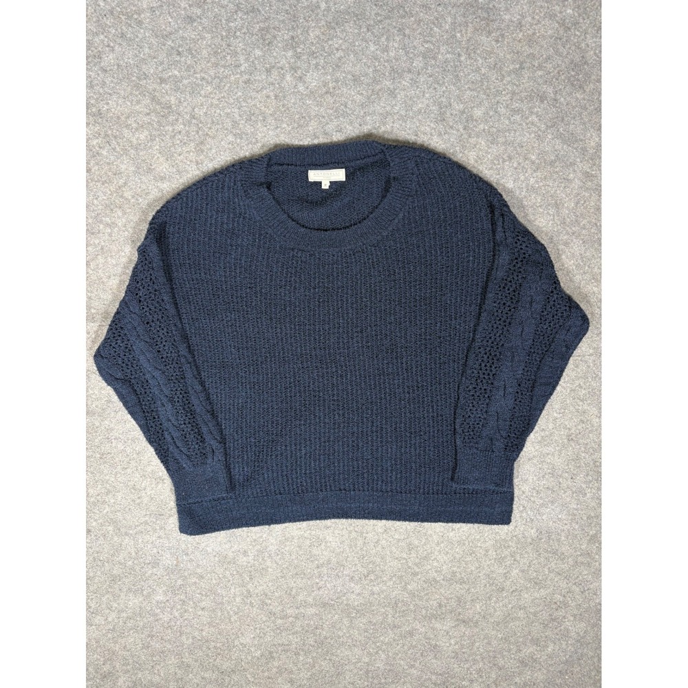 Antonelli Firenze Navy Blue Cotton Blend Cable Knit Pointelle Sweater Italy‎ M